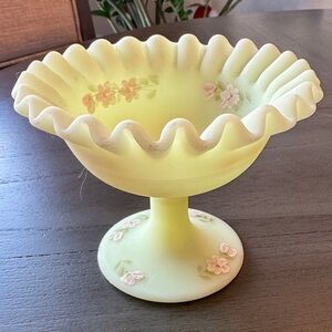 Fenton Hand Painted Cream Glass Bowl